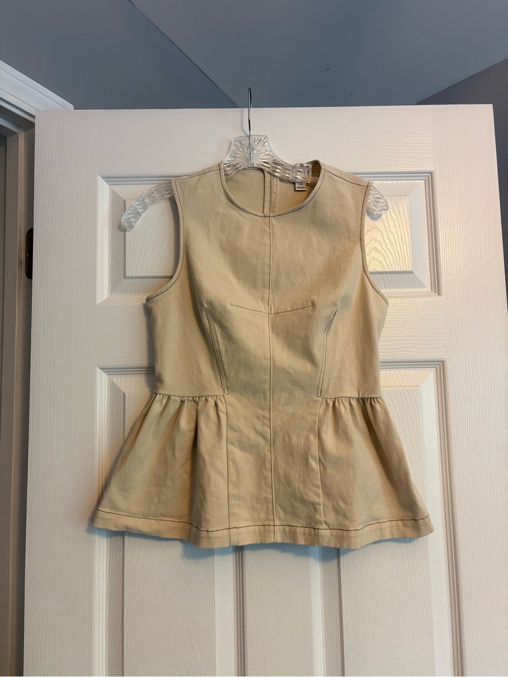 Maeve Cream Sleeveless Peplum Top XS